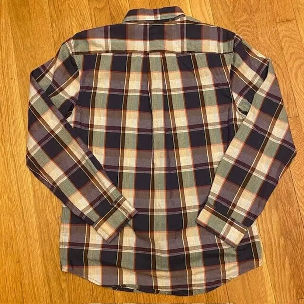 US Polo Assn Mens Medium Button Down Shirt Purple Plaid Collared Button Up Horse